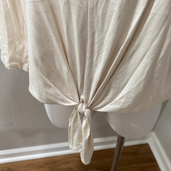 J Jill Cream Tie-Front Women's Lightweight Blouse - Picture 3 of 4
